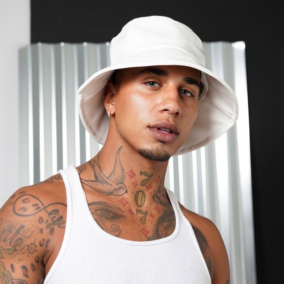 White Faux Leather Bucket Hat - Picture 2 of 12